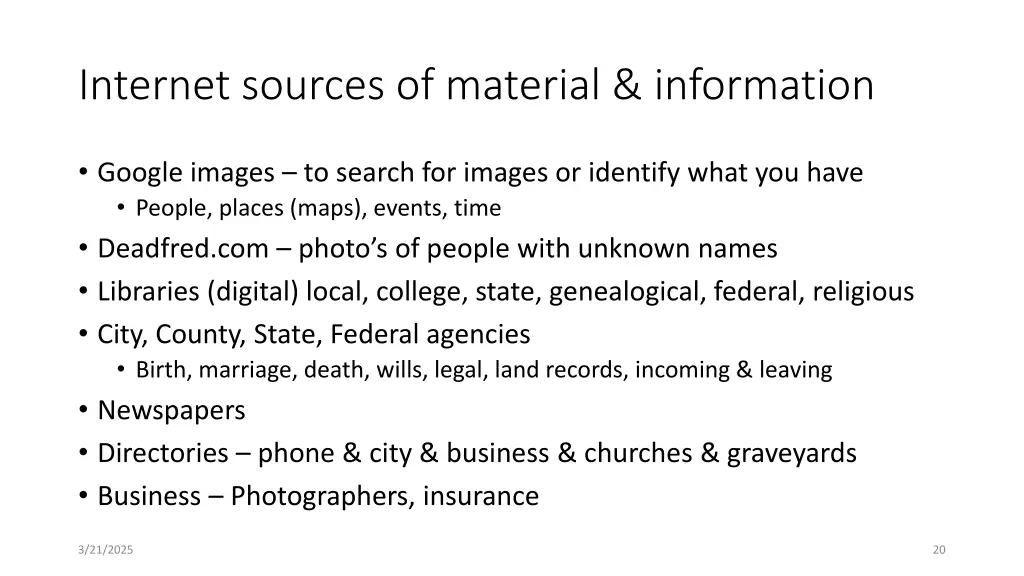 internet sources of material information