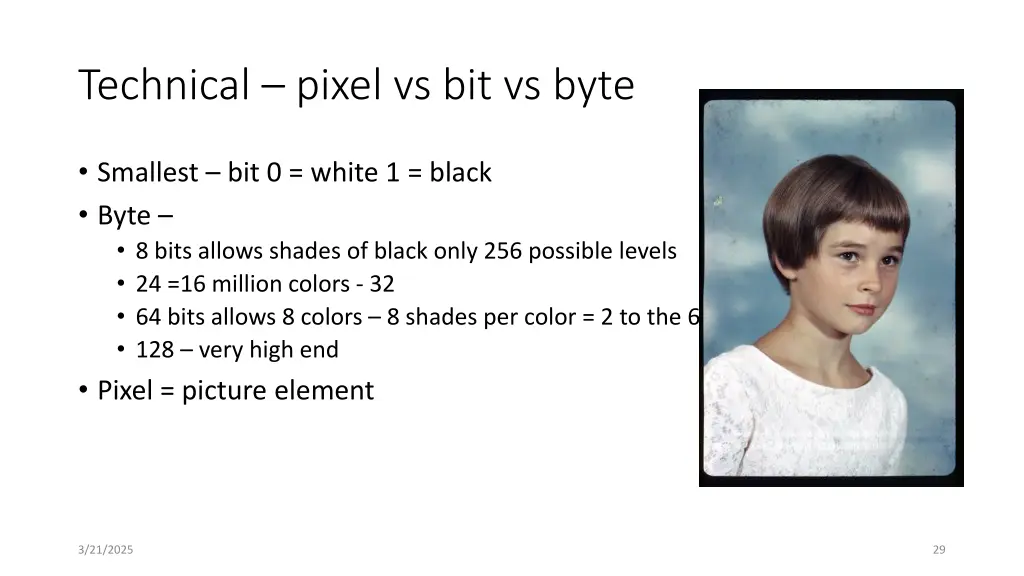 technical pixel vs bit vs byte