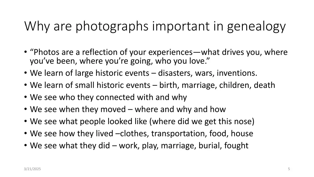 why are photographs important in genealogy