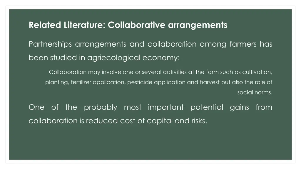 related literature collaborative arrangements