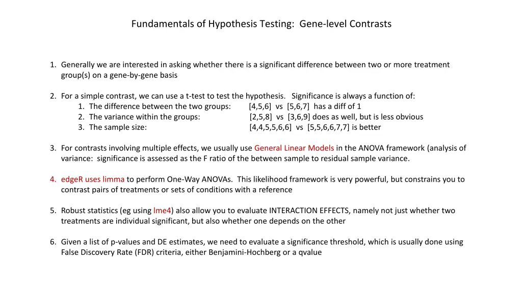 fundamentals of hypothesis testing gene level