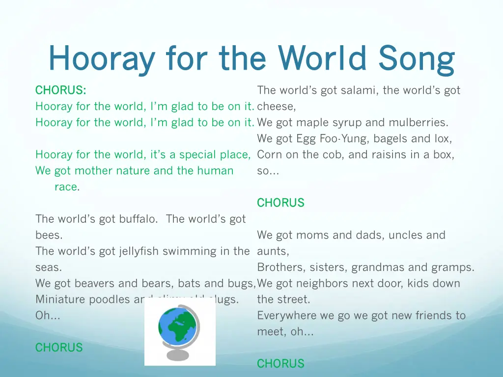 hooray for the world song hooray for the world