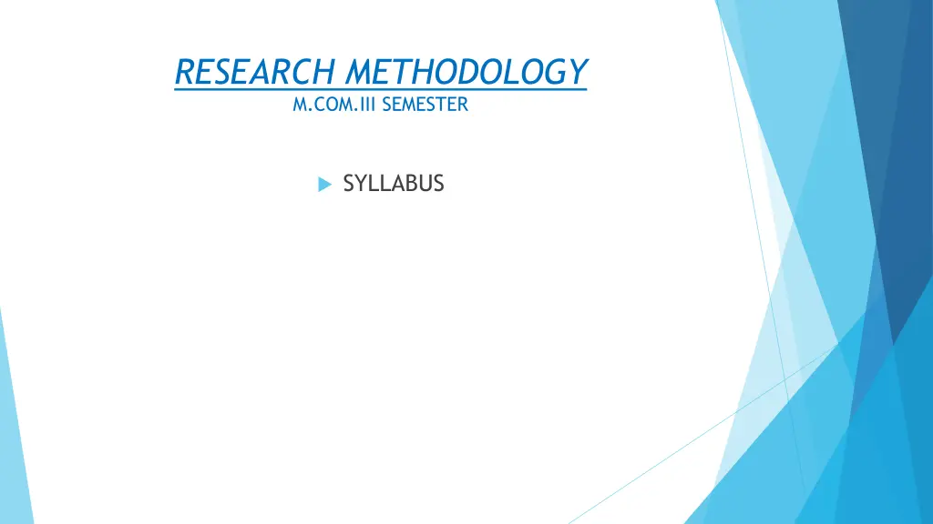 research methodology m com iii semester