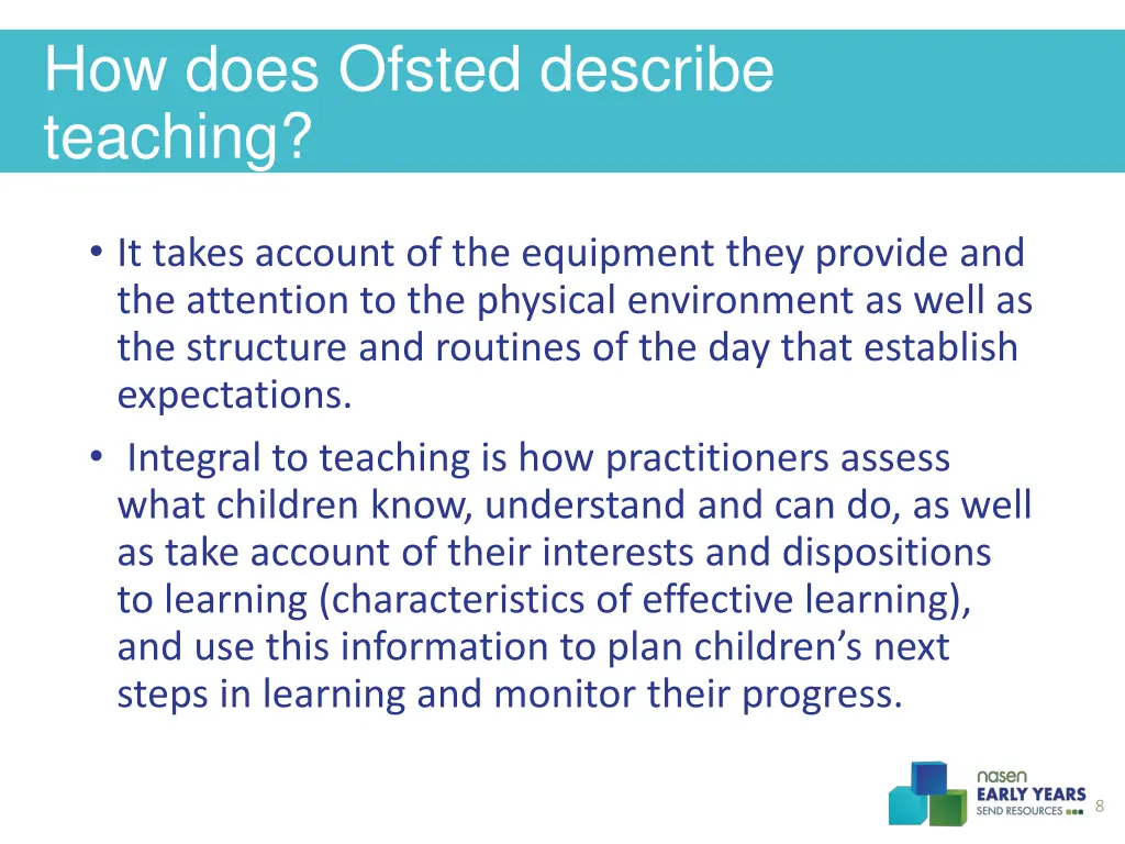how does ofsted describe teaching 1