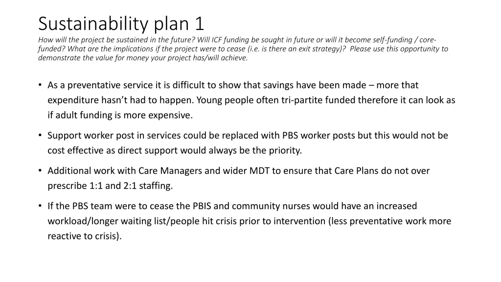 sustainability plan 1 how will the project