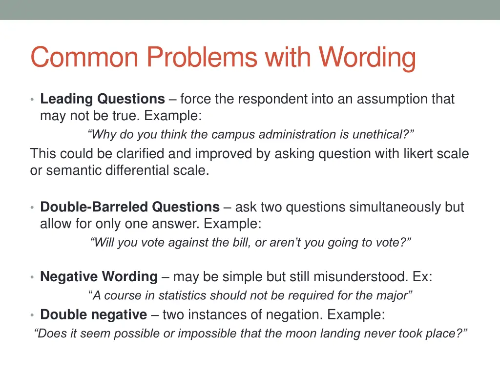 common problems with wording