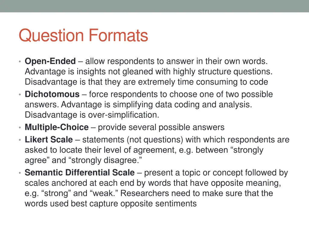 question formats