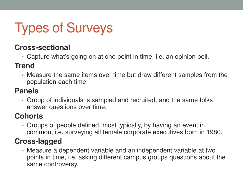 types of surveys