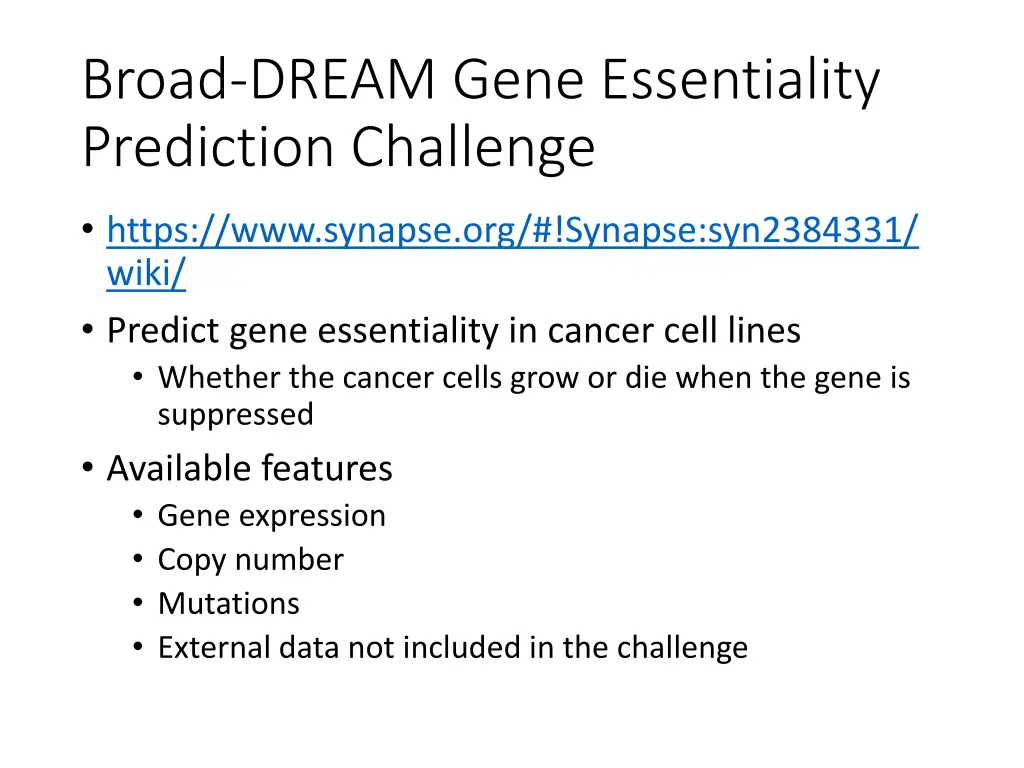 broad dream gene essentiality prediction challenge