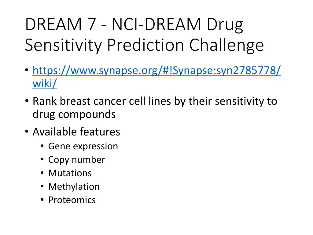 dream 7 nci dream drug sensitivity prediction
