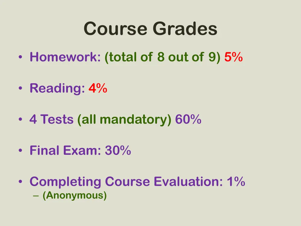 course grades 1