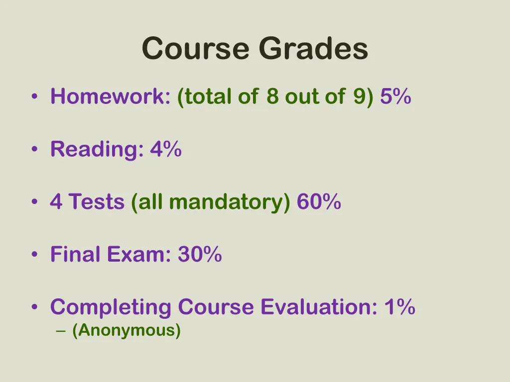 course grades