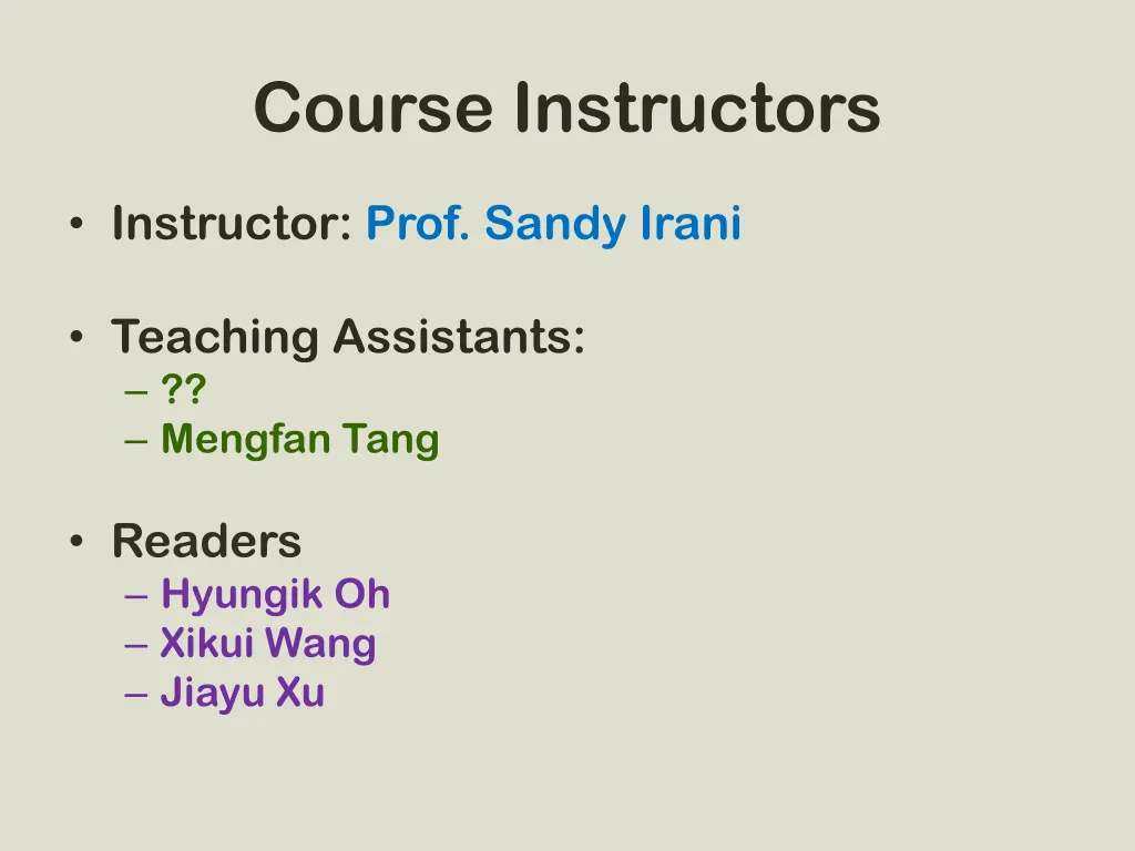 course instructors