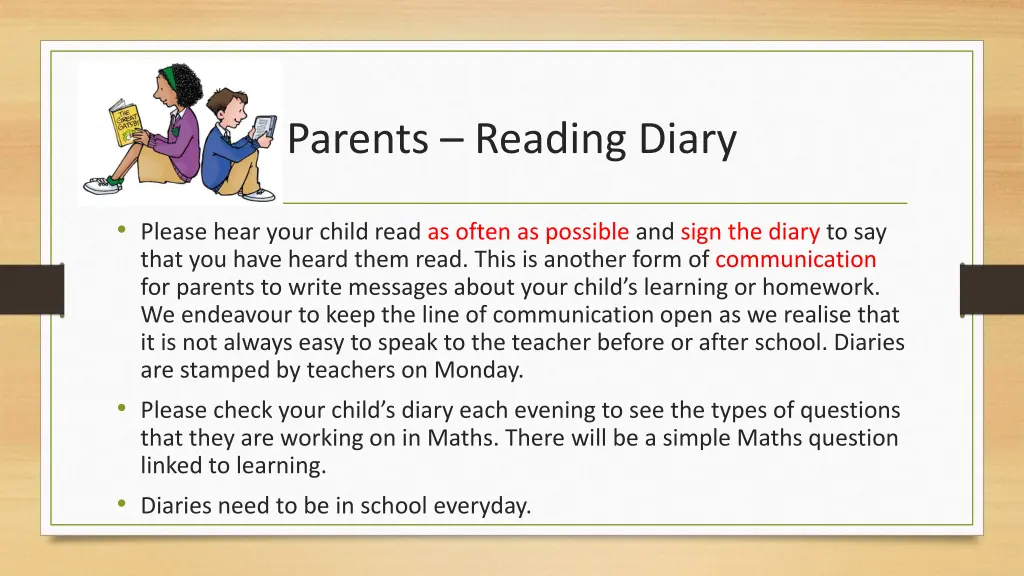 parents reading diary