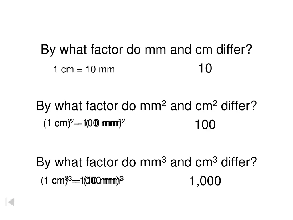 by what factor do mm and cm differ 1 cm 10 mm