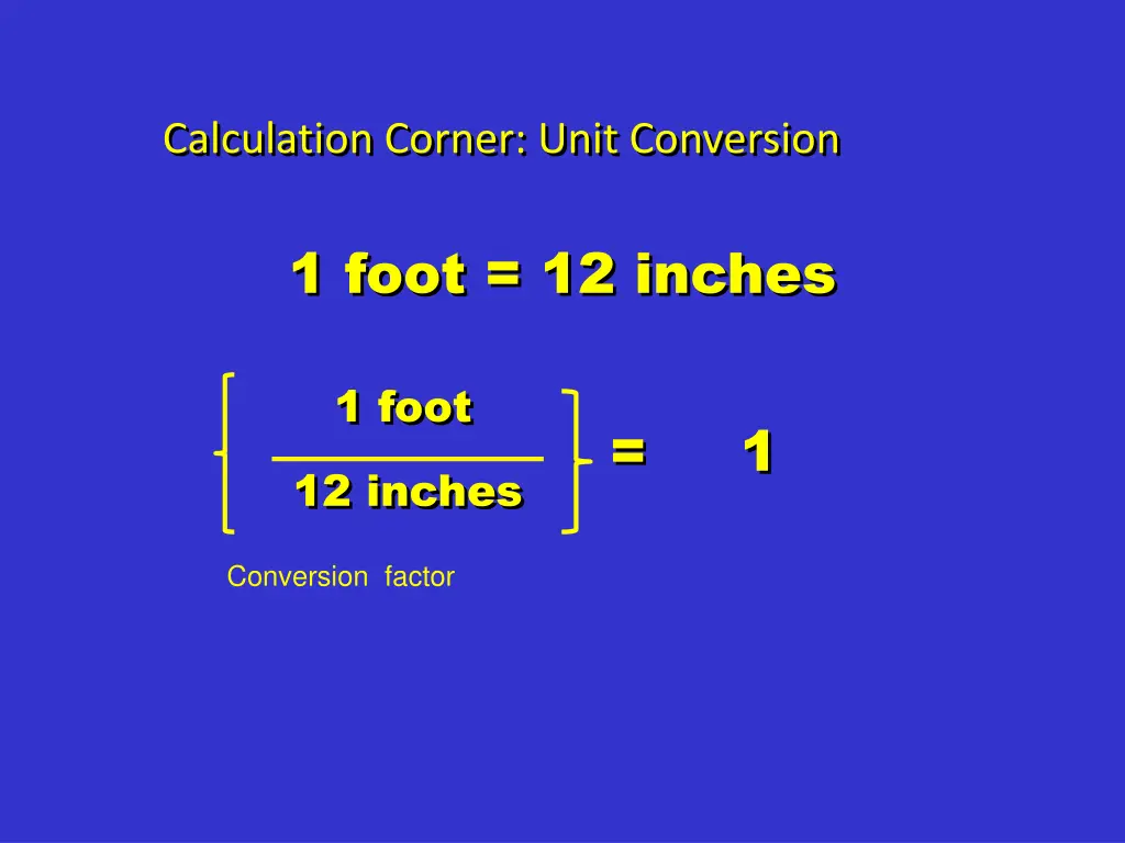 calculation corner unit conversion