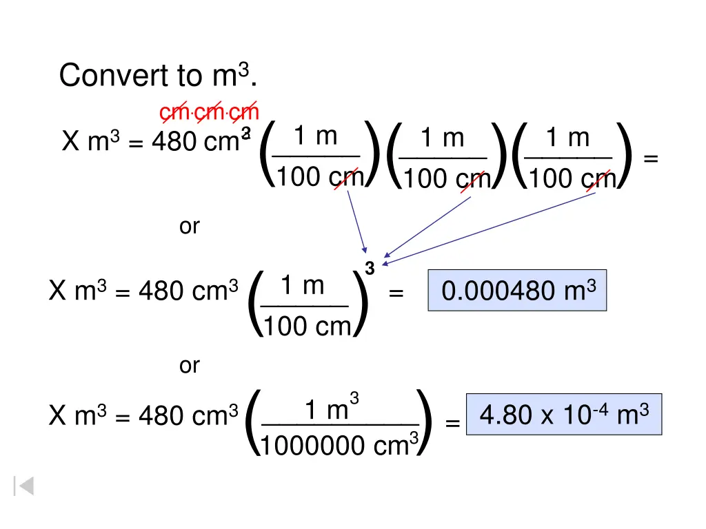 convert to m 3 cm cm cm