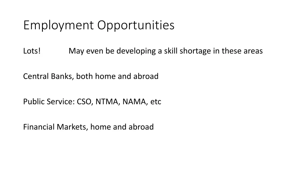 employment opportunities