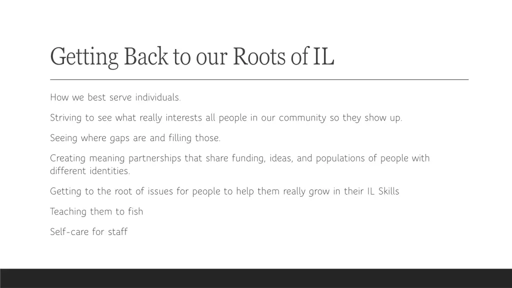 getting back to our roots of il