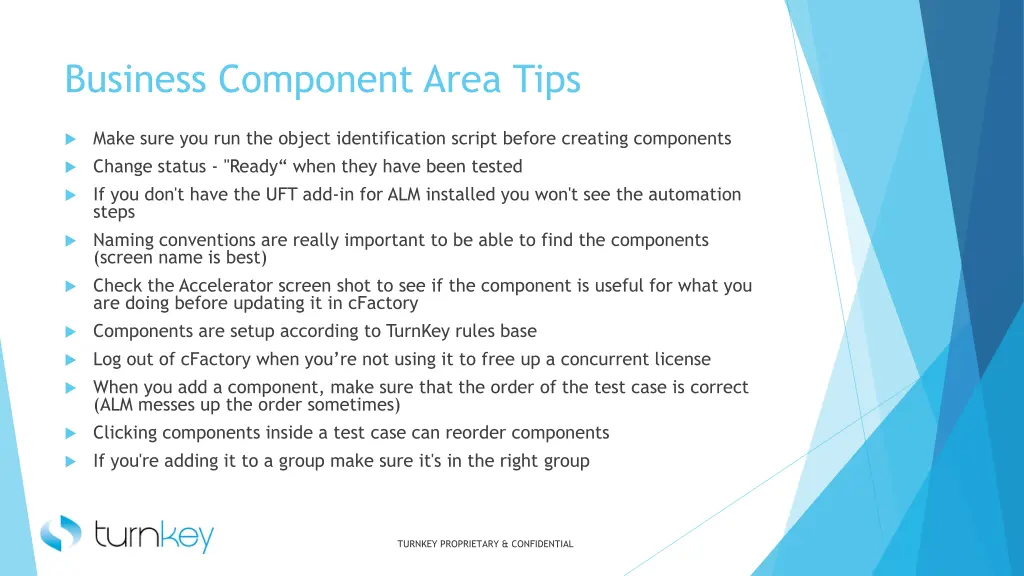 business component area tips