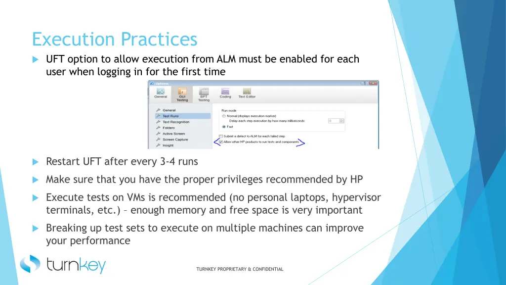 execution practices uft option to allow execution