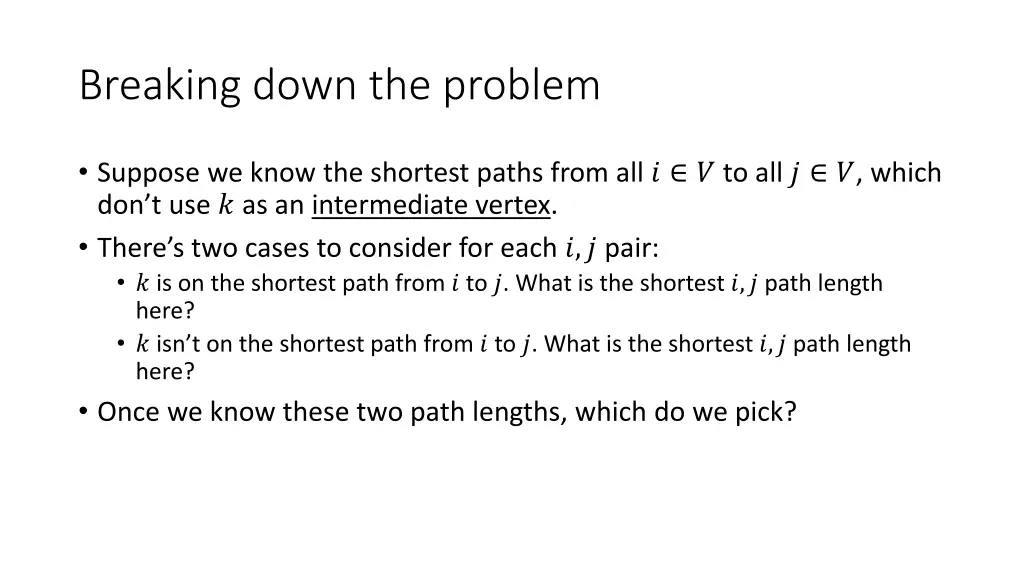 breaking down the problem 1