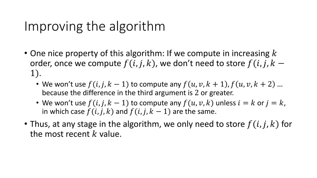 improving the algorithm