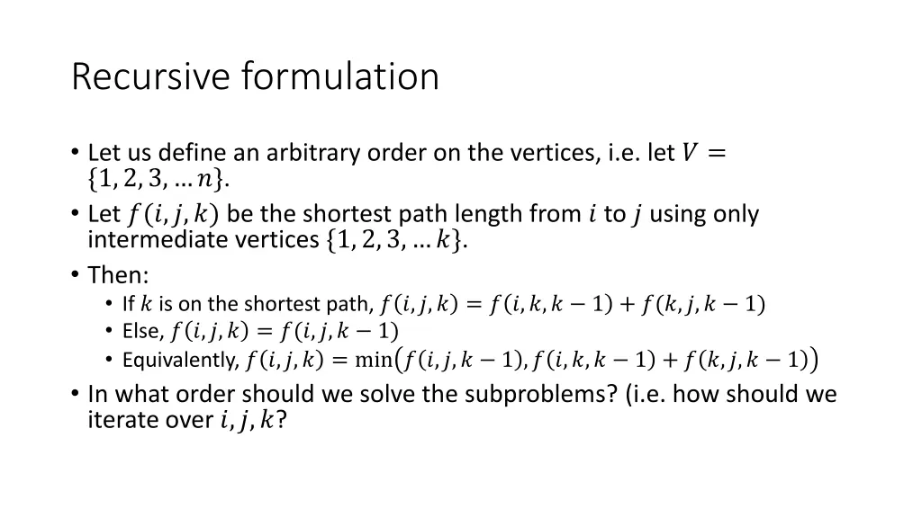 recursive formulation