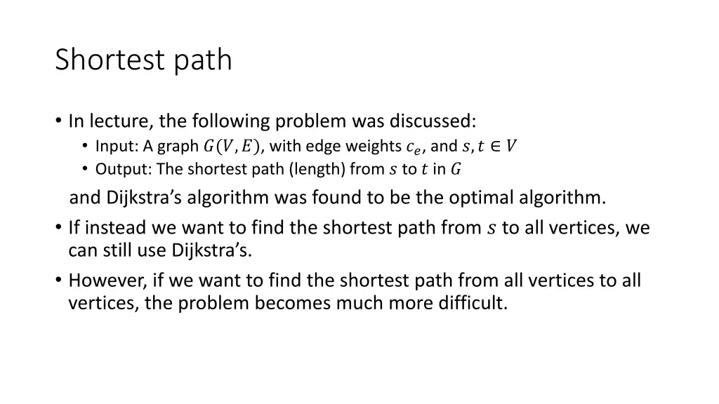 shortest path