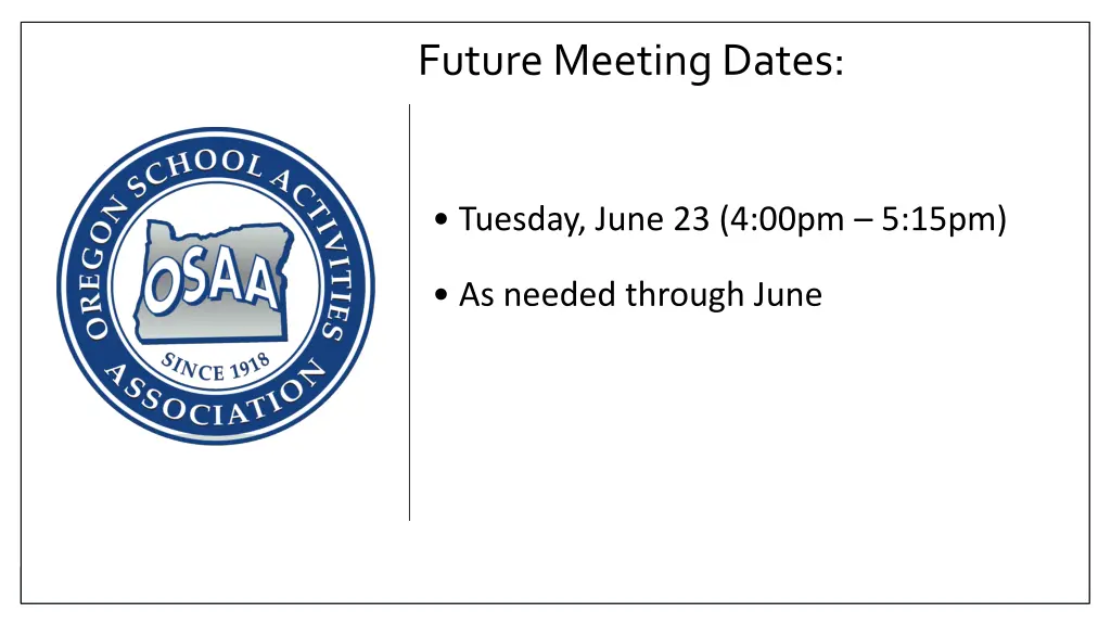 future meeting dates
