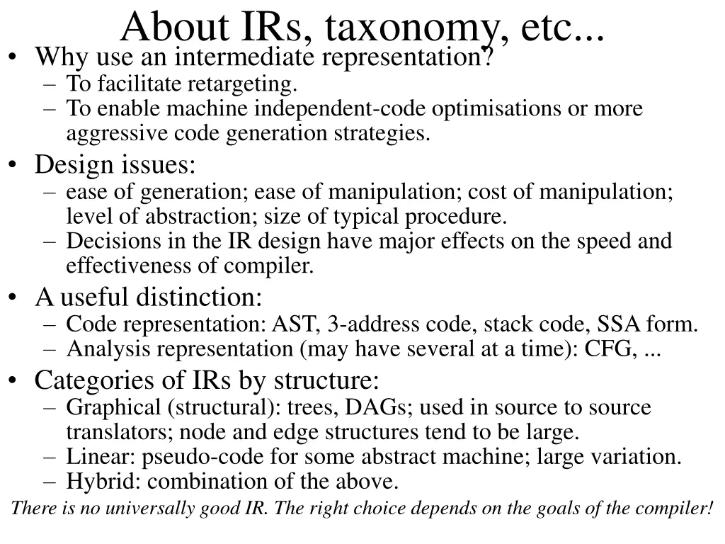 about irs taxonomy etc why use an intermediate
