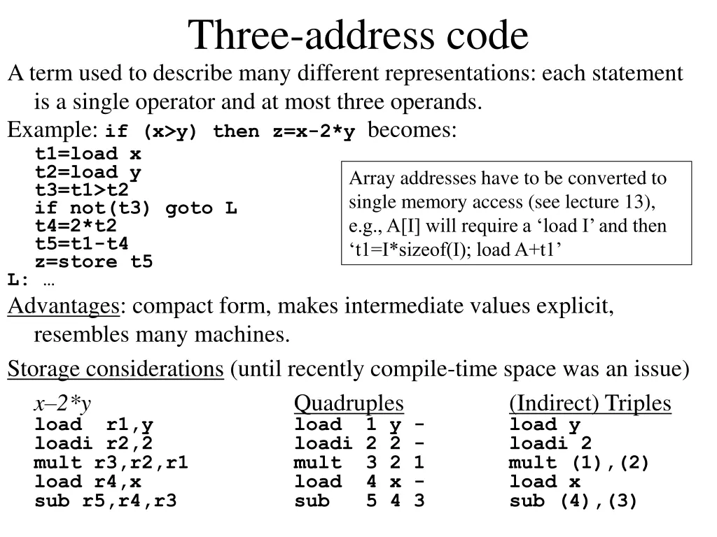 three address code