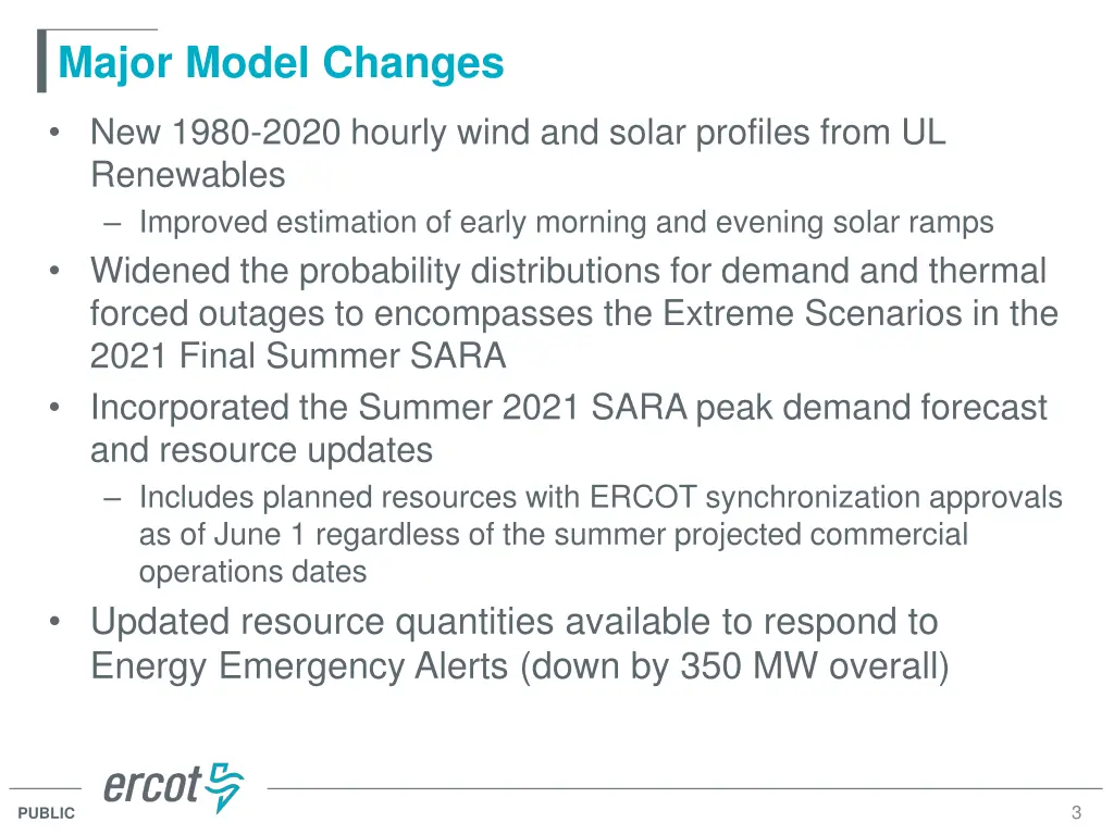 major model changes