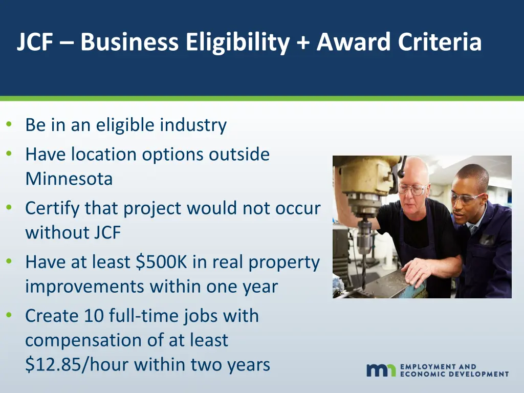 jcf business eligibility award criteria