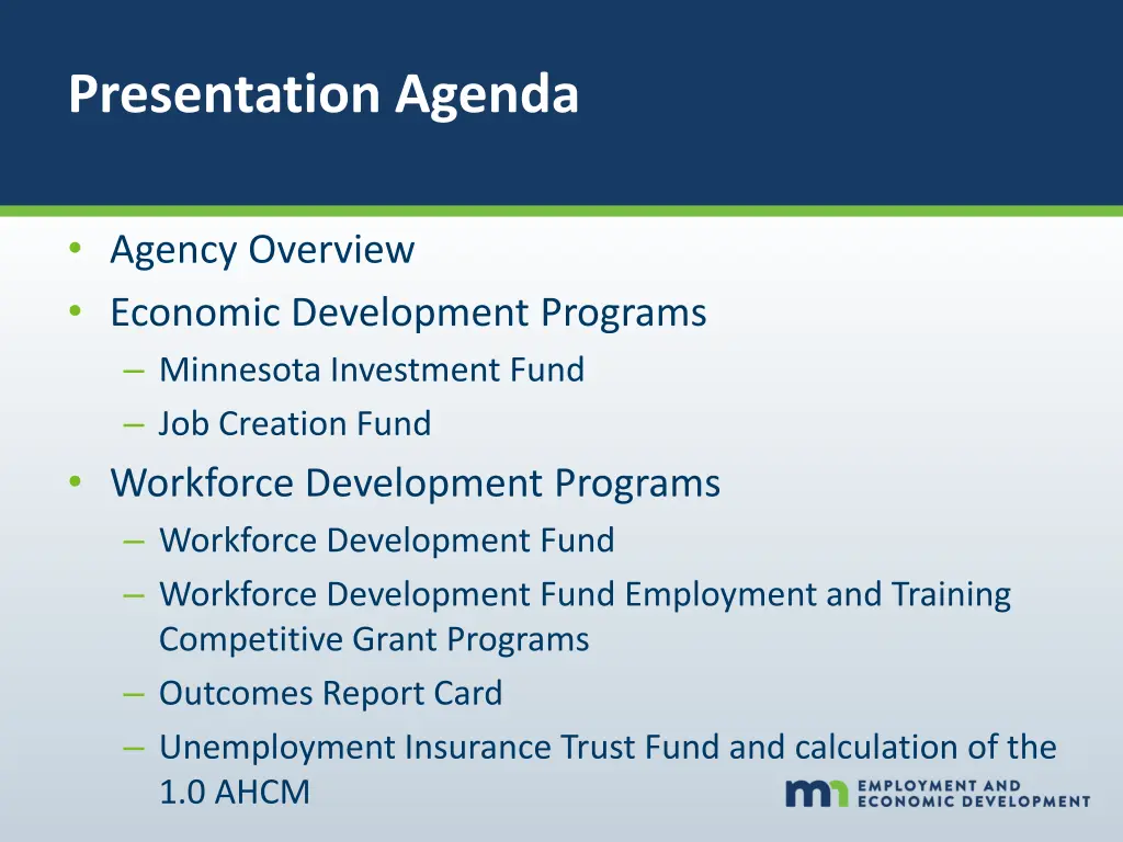 presentation agenda