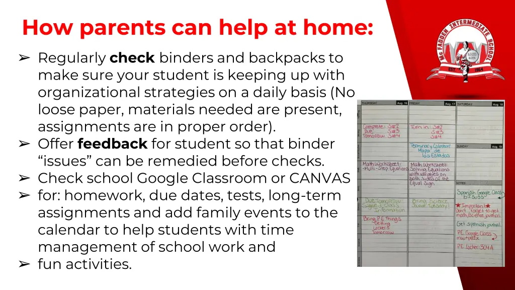 how parents can help at home regularly check
