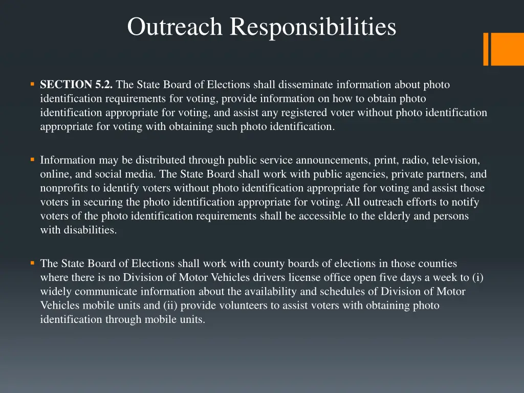 outreach responsibilities