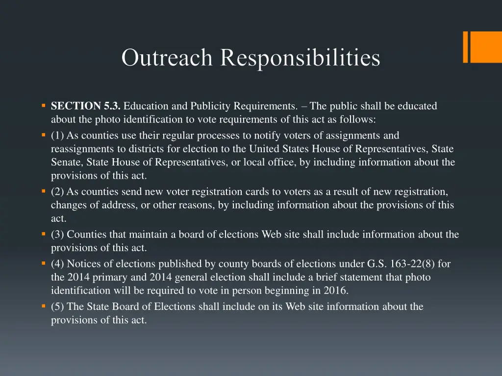 section 5 3 education and publicity requirements