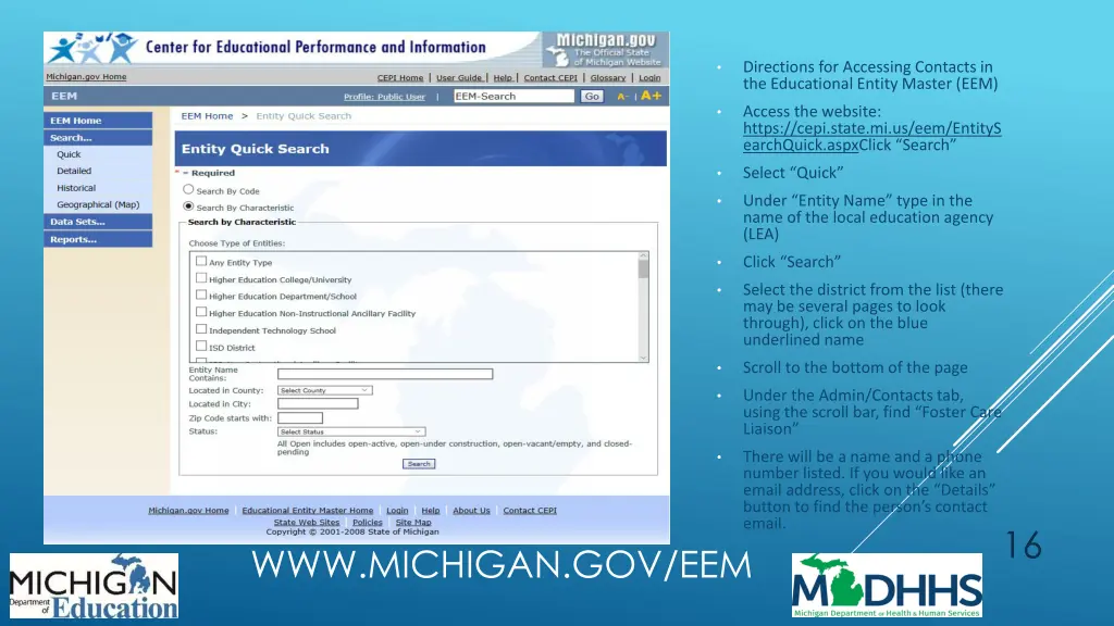 directions for accessing contacts
