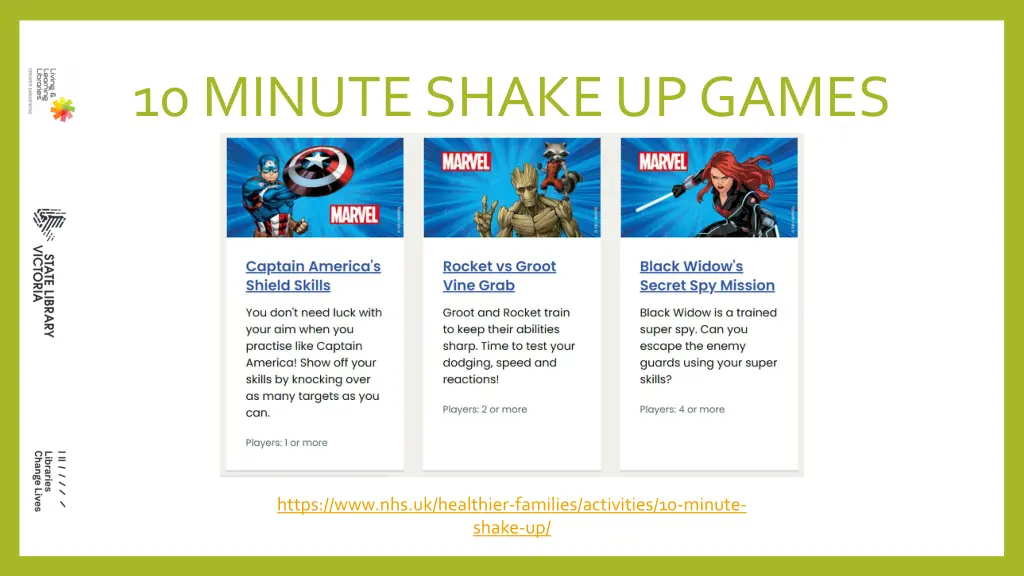 10 minute shake up games