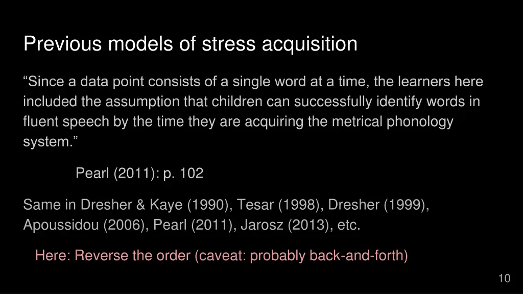 previous models of stress acquisition
