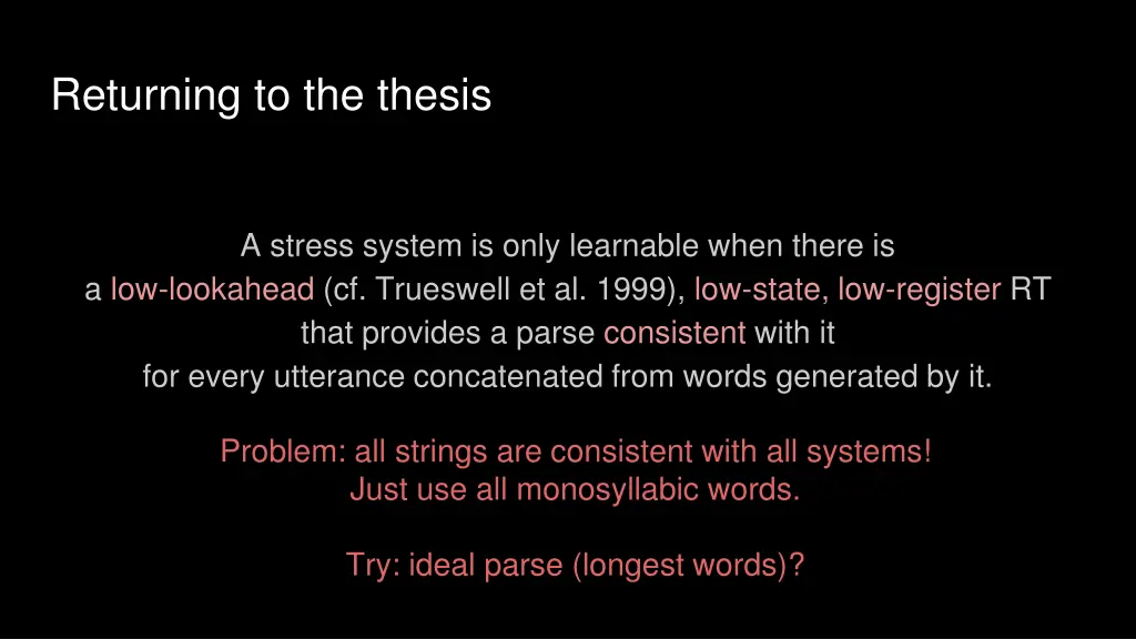 returning to the thesis