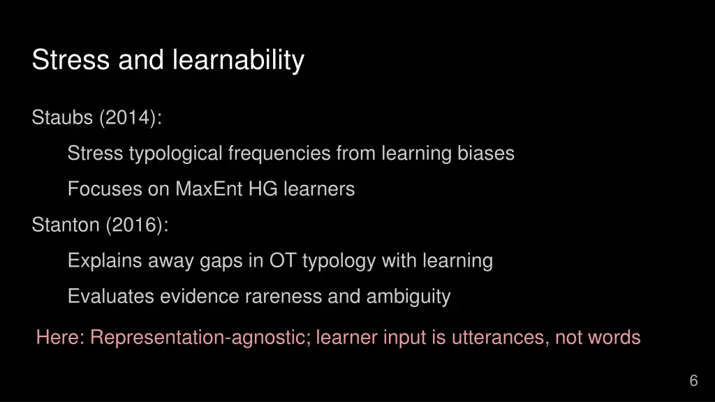 stress and learnability