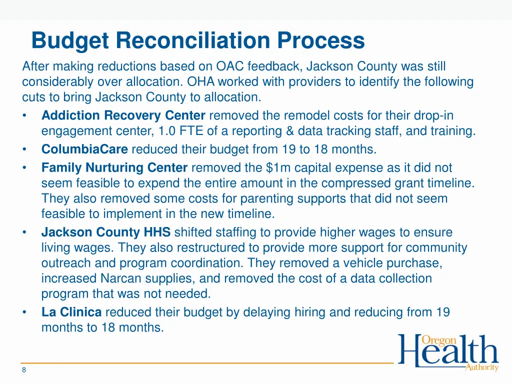 budget reconciliation process after making