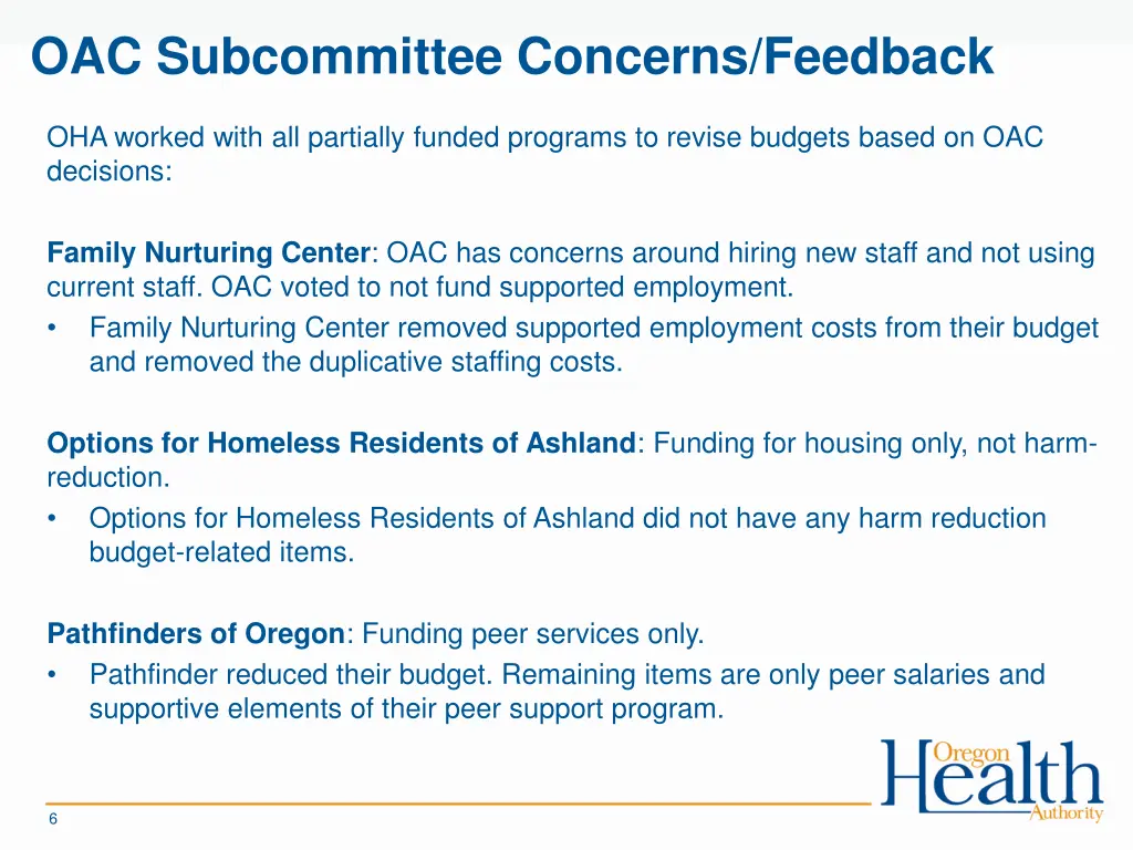 oac subcommittee concerns feedback 1