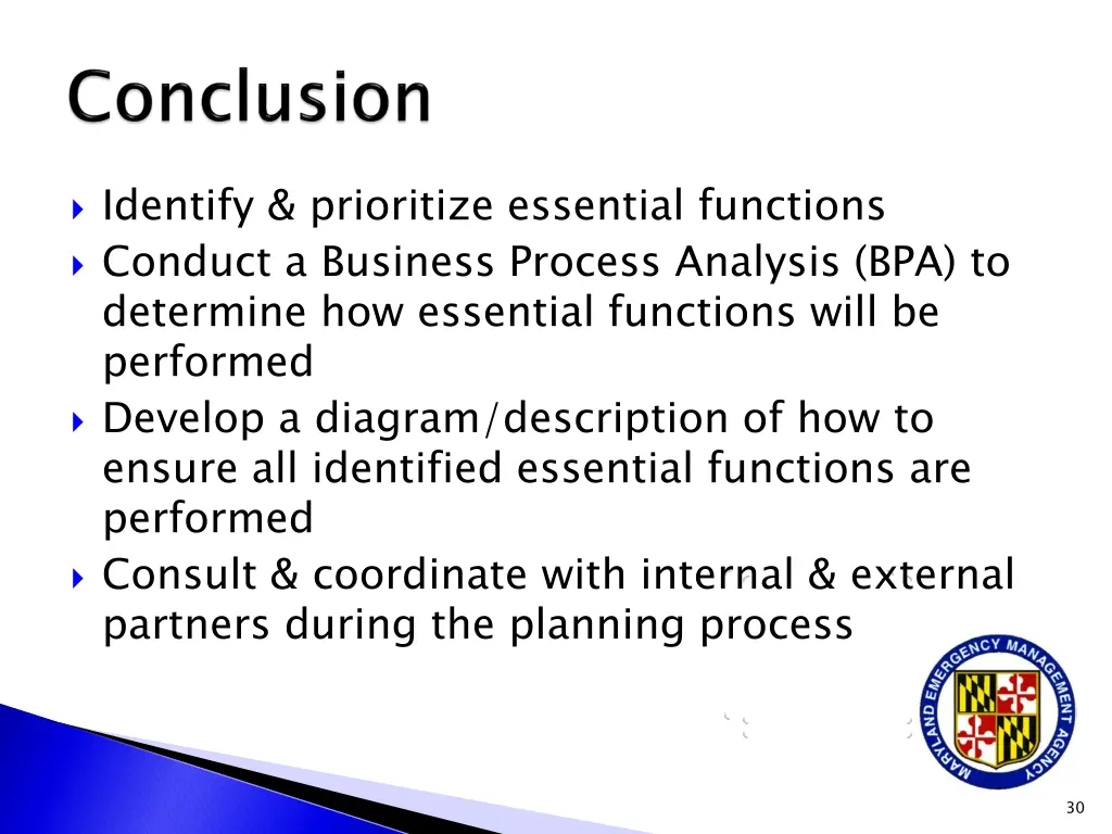identify prioritize essential functions conduct