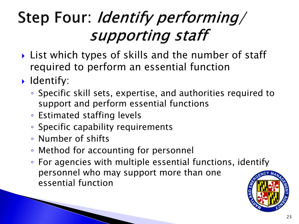 list which types of skills and the number