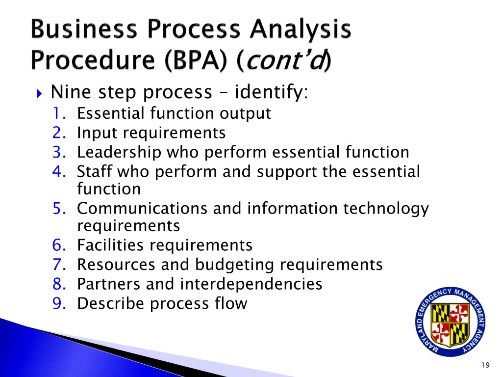 nine step process identify 1 essential function
