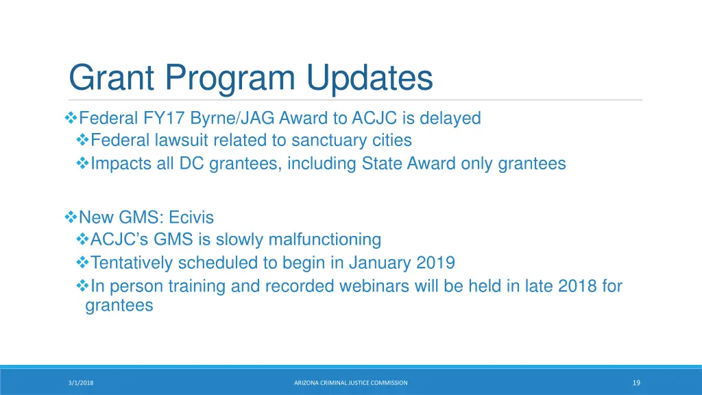 grant program updates