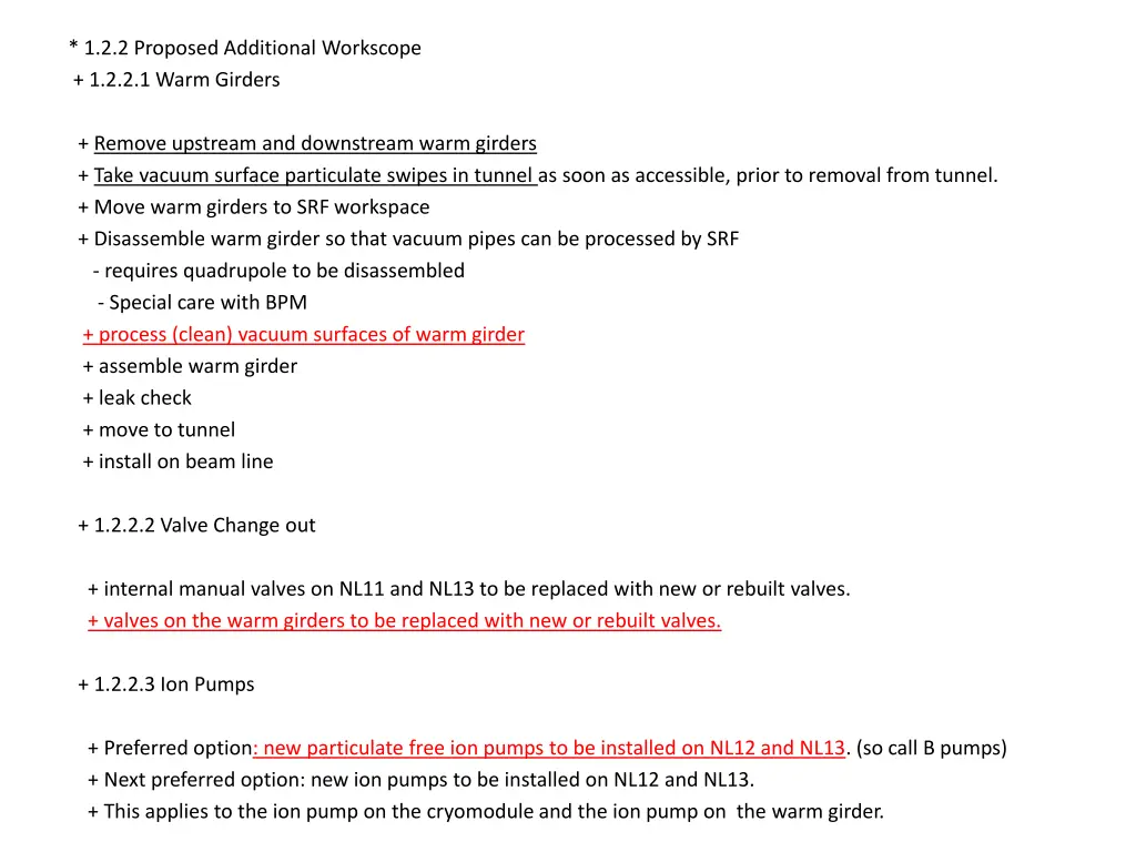 1 2 2 proposed additional workscope 1 2 2 1 warm